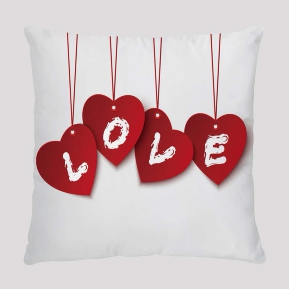 Heart & Letter Graphic Cushion Cover Without Filler new